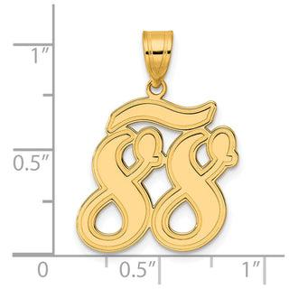 14k Yellow Gold Brushed Border Script Number 88 Pendant