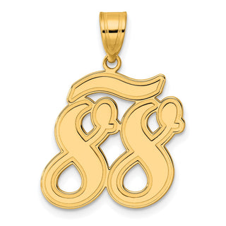 14k Yellow Gold Brushed Border Script Number 88 Pendant