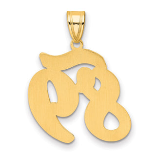 14k Yellow Gold Brushed Border Script Number 89 Pendant