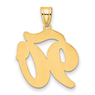 14k Yellow Gold Brushed Border Script Number 90 Pendant