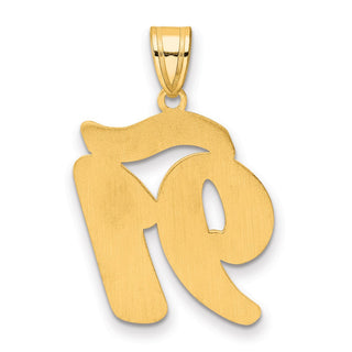 14k Yellow Gold Brushed Border Script Number 91 Pendant