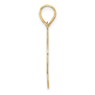 14k Yellow Gold Brushed Border Script Number 92 Pendant