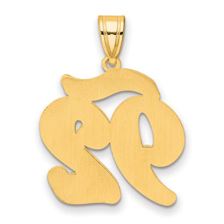 14k Yellow Gold Brushed Border Script Number 92 Pendant