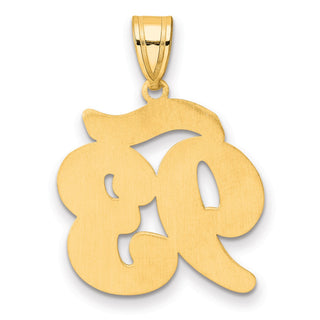 14k Yellow Gold Brushed Border Script Number 93 Pendant