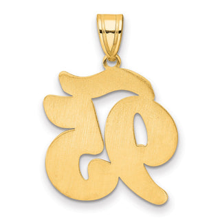 14k Yellow Gold Brushed Border Script Number 95 Pendant