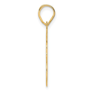 14k Yellow Gold Brushed Border Script Number 98 Pendant