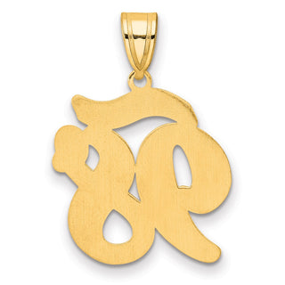 14k Yellow Gold Brushed Border Script Number 98 Pendant