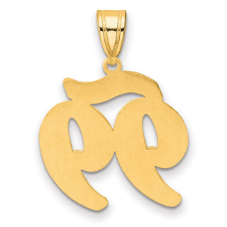 14k Yellow Gold Brushed Border Script Number 99 Pendant
