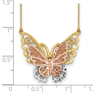 14k Yellow & Rose Gold w/ Rhodium Butterfly Necklace SF2041-18