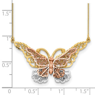 14k Yellow & Rose Gold w/ Rhodium Butterfly Necklace SF2042-17