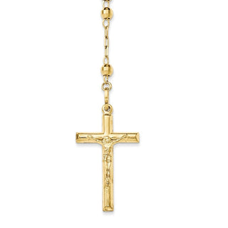 24" 14k Yellow Gold Diamond-cut 4mm Beaded Rosary Necklace