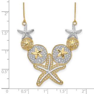 14k Yellow Gold & Rhodium Diamond-cut Starfish and Sand Dollar Necklace