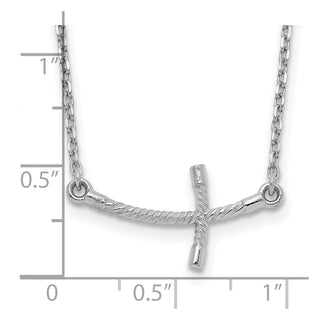 14k White Gold Small Sideways Curved Twist Cross Necklace