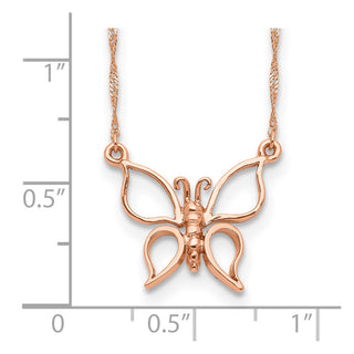 14k Rose Gold Polished Butterfly Necklace