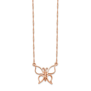 14k Rose Gold Polished Butterfly Necklace