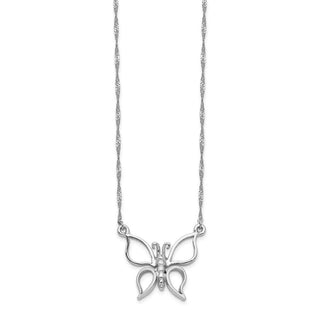 14k White Gold Polished Butterfly Necklace
