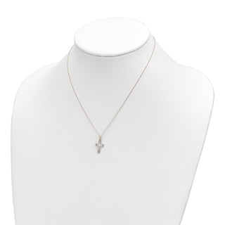 14k Yellow Gold Polished CZ Cross Pendant Necklace