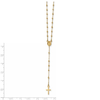 20"+3" 14k Yellow Gold Polished & Diamond-Cut Rosary Necklace