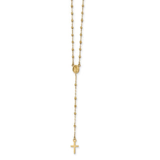 20"+3" 14k Yellow Gold Polished & Diamond-Cut Rosary Necklace