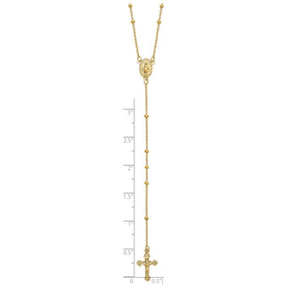 19.5" 14k Yellow Gold Polished 2mm Beaded Rosary Necklace