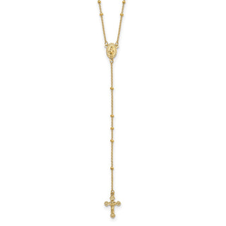19.5" 14k Yellow Gold Polished 2mm Beaded Rosary Necklace