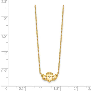 14k Yellow Gold Polished Claddagh Necklace