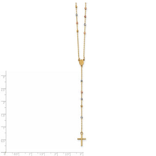 24" 14k Tri-Color Gold Polished Miraculous Rosary Necklace