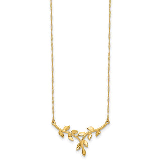 14k Yellow Gold Polished Leaf Necklace