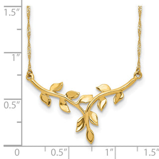 14k Yellow Gold Polished Leaf Necklace