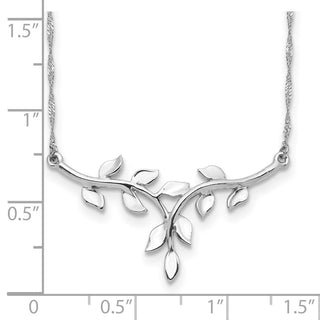 14K White Gold Polished Leaf Necklace