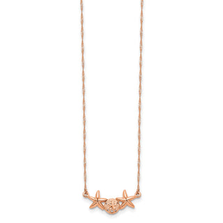 14K Rose Gold Brushed & Polished Sand Dollar Starfish Necklace