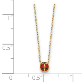 14k Yellow Gold Polished Enameled Small Ladybug 16.5in Necklace