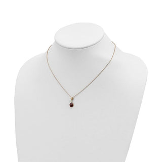 14k Yellow Gold Polished Enameled Flower with Ladybug 16.5in Necklace