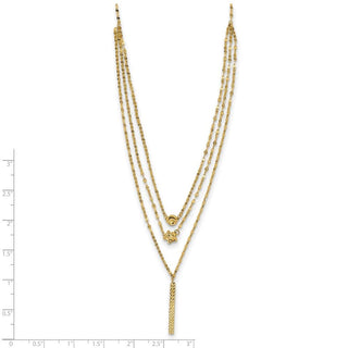 14k Yellow Gold Three Layer Diamond-cut Bead/Star/Bar Necklace