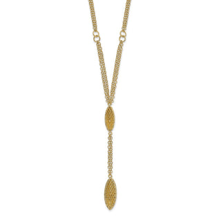 14k Yellow Gold Fancy Y Diamond-cut Drop w/1in ext. Necklace