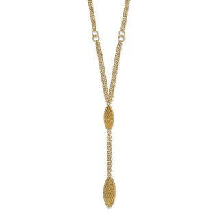 14k Yellow Gold Fancy Y Diamond-cut Drop w/1in ext. Necklace