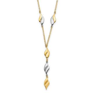 14K Two-tone Gold Polished Fancy Y Drop Necklace