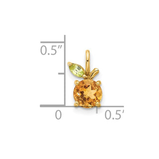 14K Yellow Gold Citrine and Peridot Orange Chain Slide Pendant