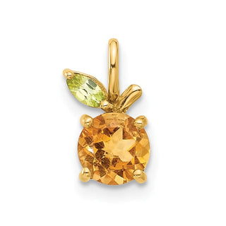14K Yellow Gold Citrine and Peridot Orange Chain Slide Pendant