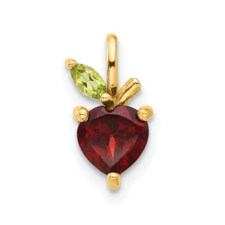 14K Yellow Gold Garnet and Peridot Apple Chain Slide Pendant