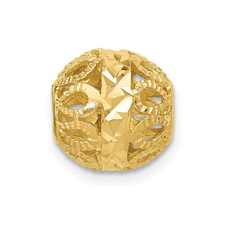 14k Yellow Gold Diamond-cut Ball Chain Slide Pendant