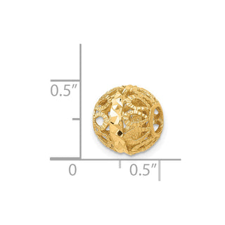 14k Yellow Gold Diamond-cut Ball Chain Slide Pendant