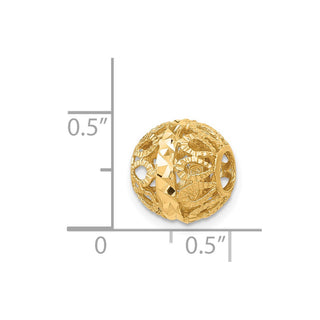 14k Yellow Gold Diamond-cut Ball Chain Slide Pendant