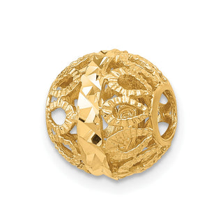 14k Yellow Gold Diamond-cut Ball Chain Slide Pendant
