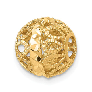 14k Yellow Gold Diamond-cut Ball Chain Slide Pendant