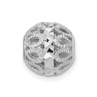 14k White Gold Diamond-cut Filigree Ball Chain Slide Pendant