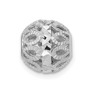 14k White Gold Diamond-cut Filigree Ball Chain Slide Pendant