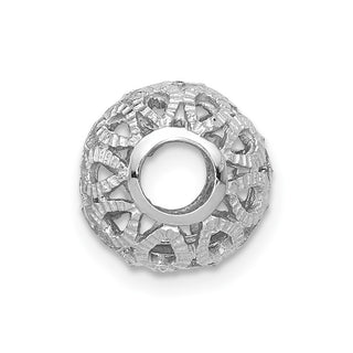 14k White Gold Diamond-cut Filigree Ball Chain Slide Pendant