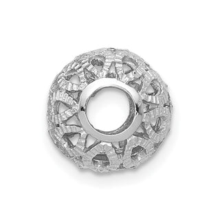 14k White Gold Diamond-cut Filigree Ball Chain Slide Pendant