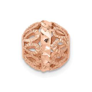 14k Rose Gold Diamond-cut Filigree Ball Chain Slide Pendant